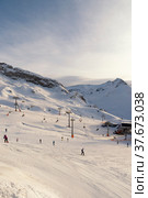 View of the Austrian ski resort Ischgl (2014 год). Редакционное фото, фотограф Наталия Попова / Фотобанк Лори