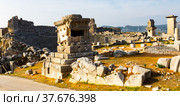 Ruined theatre in ancient Lycian city of Xanthos, Turkey. Стоковое фото, фотограф Яков Филимонов / Фотобанк Лори