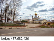Площадь Партизан и Воскресенский собор, город Руза, Московская область, Россия (2022 год). Редакционное фото, фотограф Диана Лукьянова / Фотобанк Лори