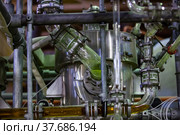 Pavlodar, Kazakhstan - May 29 2012: Caustic chemical plant. Chemical reactor for sodium hypochlorite production. Редакционное фото, фотограф Alexey Rezvykh / Фотобанк Лори