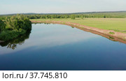Южный Урал, Башкирия, река Ай. Вид с воздуха. The Southern Urals, Bashkiria, the Ai River. Aerial view. Стоковое видео, видеограф Евгений Романов / Фотобанк Лори