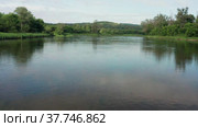 Южный Урал, Башкирия, река Юрюзань. Вид с воздуха. The Southern Urals, Bashkiria, Yuryuzan river. Aerial view. Стоковое видео, видеограф Евгений Романов / Фотобанк Лори