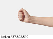 Female hand in fist, A letter in sign language horizontal. Стоковое фото, фотограф Ярослав Данильченко / Фотобанк Лори