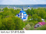 Вид с высоты на улицы Переславля-Залесского, Ярославская область. Храм Сретения Господня (2022 год). Стоковое фото, фотограф Natalia Sidorova / Фотобанк Лори