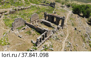 Ruins of the ancient city Sillyon. Ancient ruins with roman baths. Стоковое видео, видеограф Яков Филимонов / Фотобанк Лори