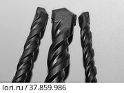 Drill bits for perforator close-up on a white background. Стоковое фото, фотограф Сергей Бадалов / Фотобанк Лори