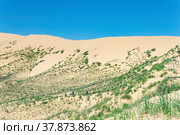 Tourist route through the protected desert landscape Sarykum, Dagestan (2022 год). Редакционное фото, фотограф Евгений Харитонов / Фотобанк Лори