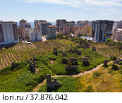 Naula city and Mahmutlar and Kargicak - aerial panoramic view on day. Turkey. Стоковое фото, фотограф Яков Филимонов / Фотобанк Лори