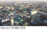 Aerial view of Baranovichi cityscape with buildings and streets. Стоковое фото, фотограф Яков Филимонов / Фотобанк Лори