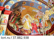 Фреска Воскресение Христово на стенах церкви Собора Двенадцати Апостолов в Капернауме (2014 год). Стоковое фото, фотограф Александр Гаценко / Фотобанк Лори