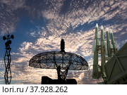 Air defense radars of military mobile anti aircraft systems and modern Russian anti aircraft missiles OSA-AKM on background clouds and sky,Russia. Стоковое фото, фотограф Владимир Журавлев / Фотобанк Лори