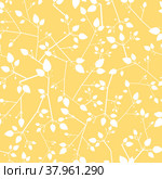 Rasterized copy: Vector Seamless pattern with a motif of branches. Стоковая иллюстрация, иллюстратор Елена  Попкова / Фотобанк Лори