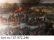 Диорама битвы у Никольского монастыря в 1812 году в музее Малоярославца (2022 год). Редакционное фото, фотограф Дмитрий Неумоин / Фотобанк Лори