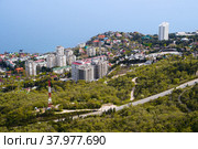 Вид на поселок Форос со смотровой площадки. Крым, 2022 год. Стоковое фото, фотограф ирина реброва / Фотобанк Лори