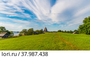View of the wooden churches of the Kizhi churchyard (2021 год). Редакционное фото, фотограф Михаил Аккуратoв / Фотобанк Лори