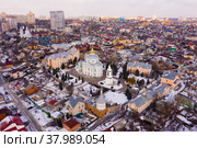 Alekseevo-Akatov monastery and the old residential quarters in the winter in Voronezh. Стоковое фото, фотограф Яков Филимонов / Фотобанк Лори