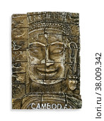 Souvenir (magnet) from Cambodia isolated on white background. Design element with clipping path. Редакционное фото, фотограф Елена  Попкова / Фотобанк Лори