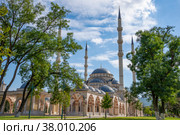 Мечеть Ташу-Хаджи осенним днем. Гудермес, Чеченская Республика, Россия (2021 год). Стоковое фото, фотограф Анна Карасева / Фотобанк Лори
