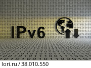 IPV6 concept text sunlight 3D illustration. Стоковая иллюстрация, иллюстратор Максим Иванов / Фотобанк Лори
