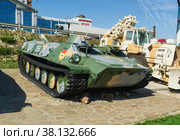 Каменск- Шахтинский, Ростовская область, Россия. Военная техника, плавающий гусеничный бронетранспортёр МТ-ЛБ. (2021 год). Редакционное фото, фотограф Андрей Цыганков / Фотобанк Лори