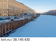 Река Фонтанка. Реконструкция набережной. Санкт-Петербург (2017 год). Редакционное фото, фотограф Александр Щепин / Фотобанк Лори