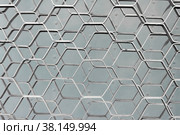 Pattern of rhomb metal gratings. Abstract texture and background. Стоковое фото, фотограф Ольга Курдюкова / Фотобанк Лори