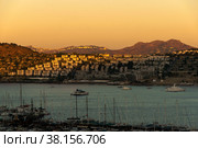 Beautiful morning landscape with sunrise in the Gulf of Gumbet of the city of Bodrum. Стоковое фото, фотограф Ярославский Максим / Фотобанк Лори