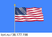 Развевающийся флаг США на фоне неба. Рендер, 3-D модель. Стоковая иллюстрация, иллюстратор Александр Селин / Фотобанк Лори