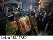 Встреча мощей преподобного Сергия Радонежского в Савинской церкви Железнодорожного (2022 год). Редакционное фото, фотограф Дмитрий Неумоин / Фотобанк Лори