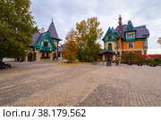 Russia, Samara region, September 2021: Garibaldi Castle is a unique architectural object in the neo-Gothic style. The village of Khryashchevka. Редакционное фото, фотограф Акиньшин Владимир / Фотобанк Лори