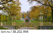 Александровский парк (Царское Село). Малый Китайский мост. Alexander Park (Tsarskoye Selo). Small Chinese Bridge. (2021 год). Редакционное видео, видеограф Евгений Романов / Фотобанк Лори