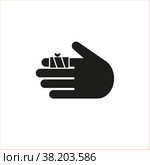 The icon of the bandaged finger. Simple flat vector illustration on a white background. Стоковая иллюстрация, иллюстратор Марина Дычек / Фотобанк Лори