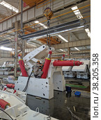 China, Zhengzhou - 03.07.2019. Manufacture of the coal mining hydraulic support. Редакционное фото, фотограф Цибаев Алексей / Фотобанк Лори