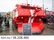 Special fire fighting vehicle SPM on exhibition (2013 год). Редакционное фото, фотограф Сергей Буторин / Фотобанк Лори