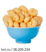 Close up cheese puff balls isolated on white. Стоковое фото, фотограф Сергей Толмачёв / Фотобанк Лори