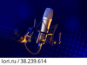 Close up of professional microphone in recording studio. Стоковое фото, фотограф Сергей Толмачёв / Фотобанк Лори