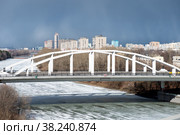 МОСКВА. Вид на Хорошевский мост в весенний день - мост через Хорошевское спрямление Москвы-реки в районе Серебряного бора. Соединяет проспект Маршала Жукова с Таманской улицей (2021 год). Стоковое фото, фотограф Pukhov K / Фотобанк Лори
