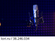 Close up of professional microphone in recording studio. Стоковое фото, фотограф Сергей Толмачёв / Фотобанк Лори