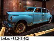 ЗиС-110Б 1947 года выпуска - персональный автомобиль лидера Советского Союза Н.С. Хрущева. Экспонат музея "Гараж особого назначения". Всеросийский выставочный центр (ВДНХ). Москва (2022 год). Редакционное фото, фотограф Виктор Карасев / Фотобанк Лори