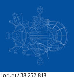Communication satellite concept outline. Vector. Стоковая иллюстрация, иллюстратор Кирилл Черезов / Фотобанк Лори