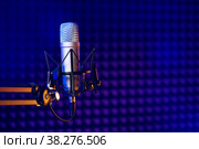 Close up of professional microphone in recording studio. Стоковое фото, фотограф Сергей Толмачёв / Фотобанк Лори