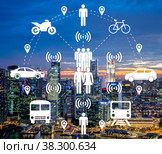 Ridesharing and carpooling concept in the city. Стоковое фото, фотограф Elnur / Фотобанк Лори