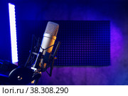 Close up of professional microphone in recording studio. Стоковое фото, фотограф Сергей Толмачёв / Фотобанк Лори