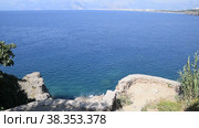 The coast of Antalya, an overview from the rocky shore. Стоковое видео, видеограф Леонид Еремейчук / Фотобанк Лори