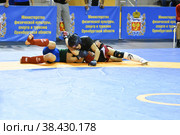 Orenburg, Russia - October 5, 2019: Men compete in Pankration wrestling. Редакционное фото, фотограф Владимир Галкин / Фотобанк Лори