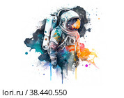 Космонавт в открытом космосе акварель рисунок на белом фоне. Стоковая иллюстрация, иллюстратор Елена Ананьева / Фотобанк Лори