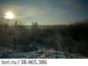 Зимний пейзаж, закат солнца. Стоковое фото, фотограф Виталий Михайлюк / Фотобанк Лори