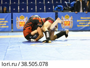 Orenburg, Russia - October 5, 2019: Men compete in Pankration wrestling. Редакционное фото, фотограф Владимир Галкин / Фотобанк Лори