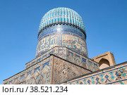 Купол средневекововой мечети Биби-ханум (1404) крупным планом. Самарканд, Узбекистан (2022 год). Стоковое фото, фотограф Виктор Карасев / Фотобанк Лори