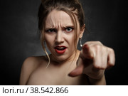 angry young woman. Стоковое фото, фотограф Lekcej / Фотобанк Лори